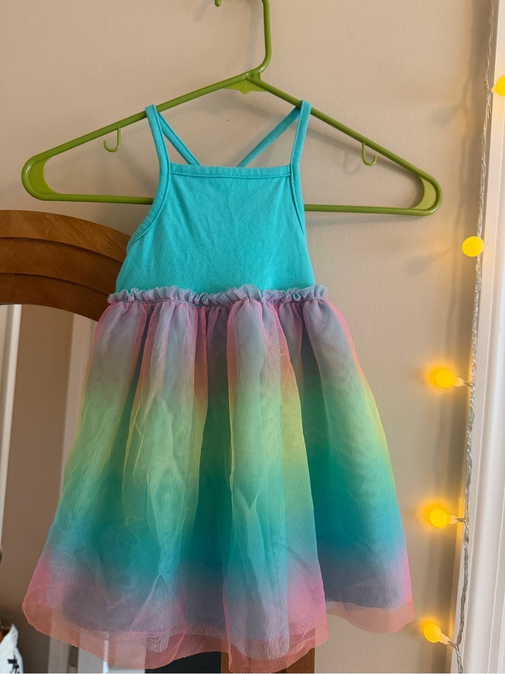 Cat & Jack Aqua Tank Top Rainbow Tulle Dress